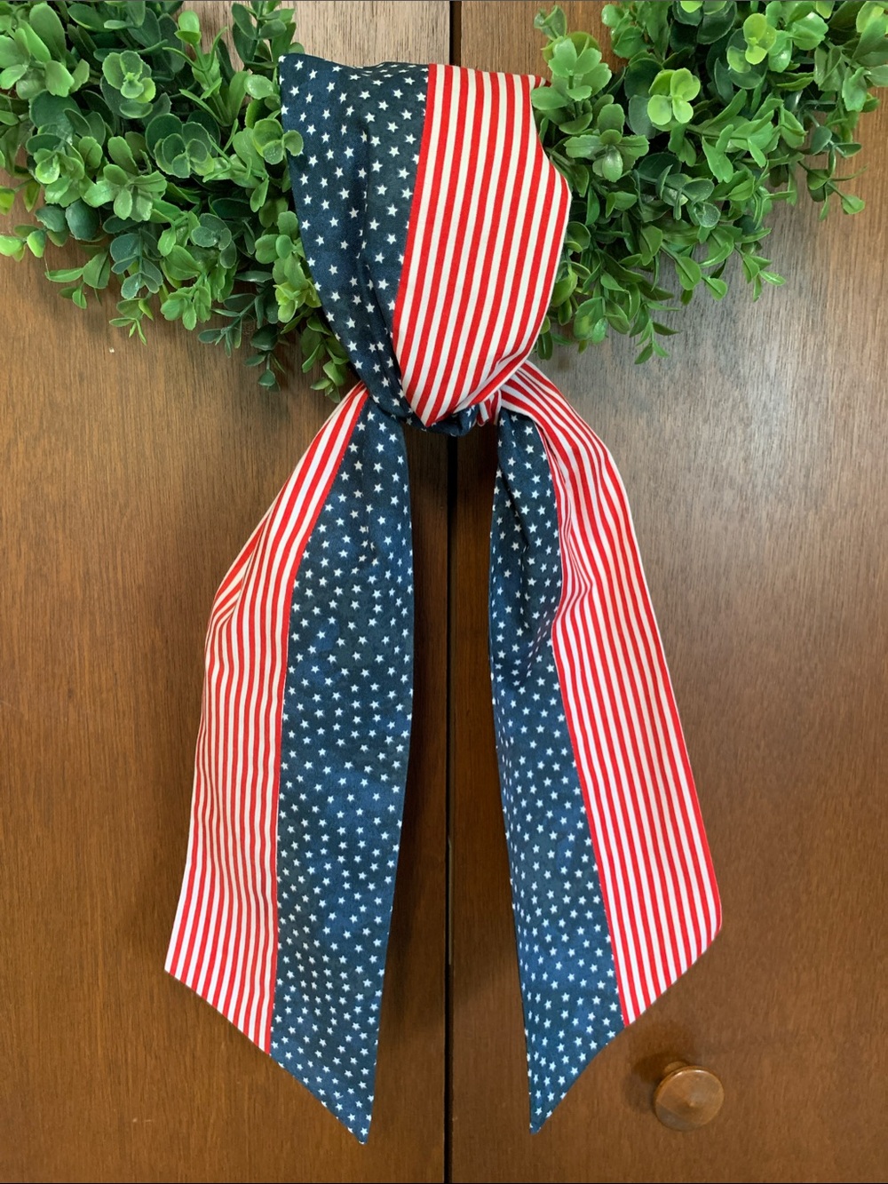 Patriotic Red & Blue Star Stripe Wreath Sash